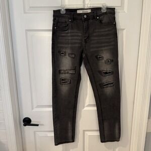 Refinery Republic Distressed Black Denim‎ Jeans Stretch Pants Mens 32x30"